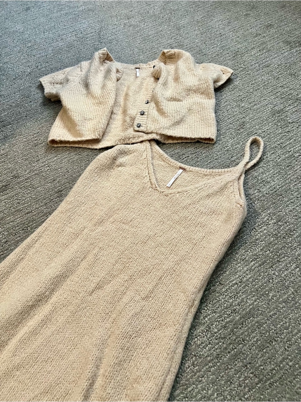 Free People Neutral Beige Knit Maxi Slip Dress - Picture 3 of 4